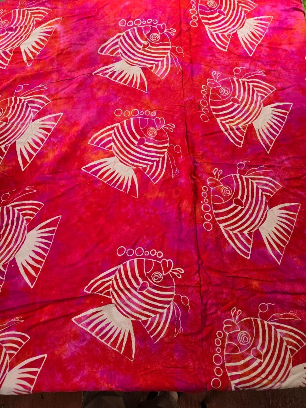 Pink Sarong with Fish made in Indonesia 100% Rayon